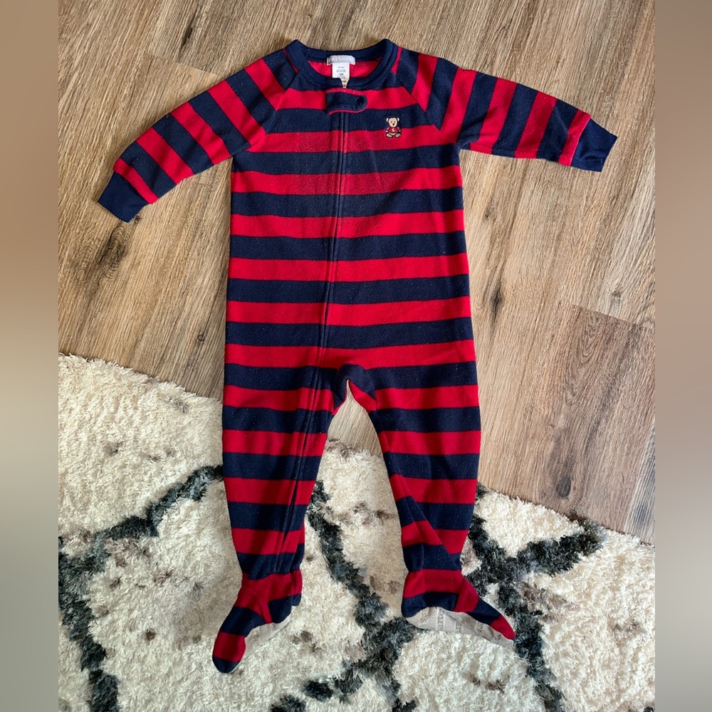 Carter's Red and Navy Striped Footie